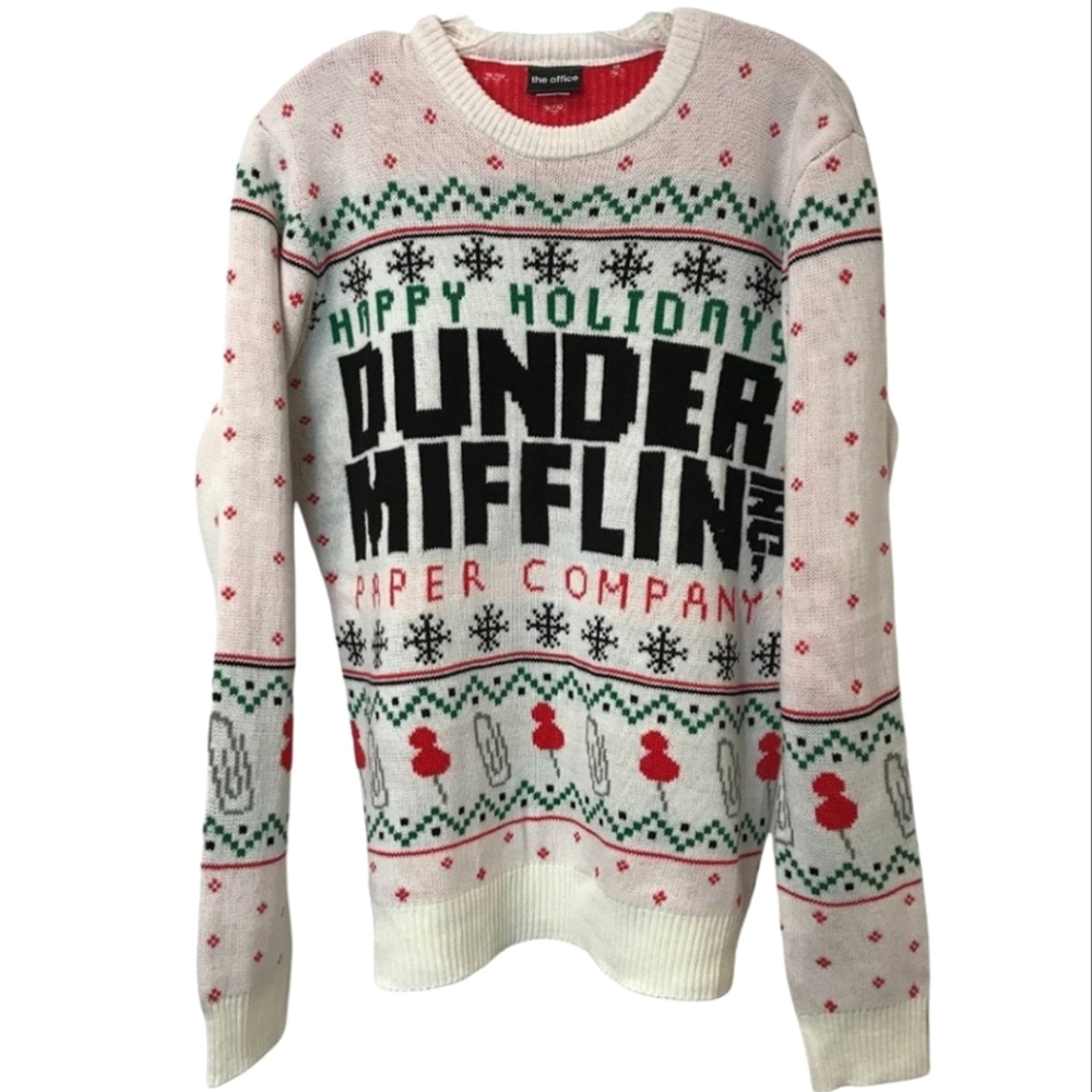 MEDIUM THE OFFICE DUNDER MIFFLIN PAPER COMPANY UGLY CHRISTMAS SWEATER